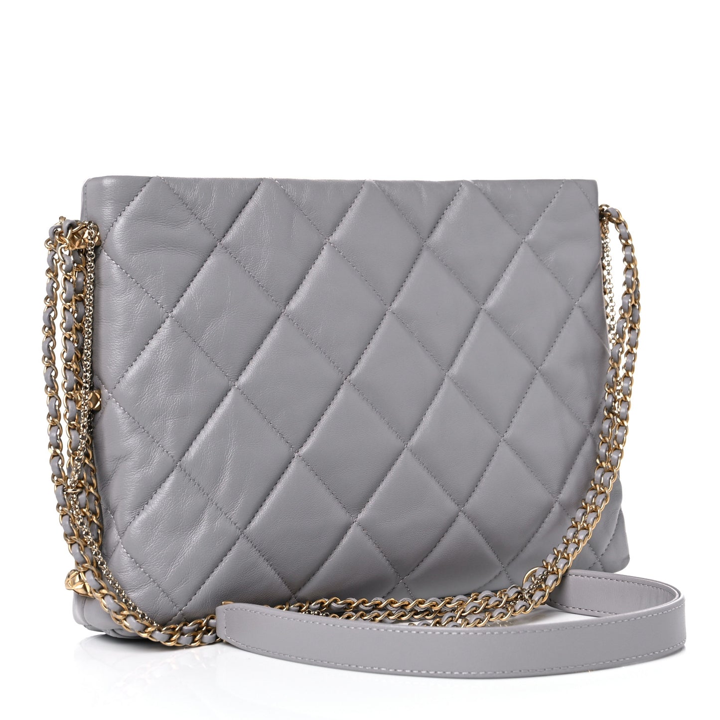 Lambskin Quilted Crush on Chains Hobo Grey