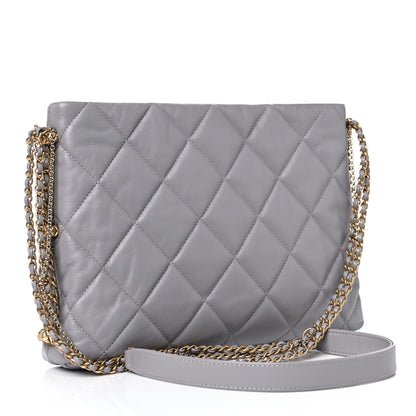Chanel Lambskin Quilted Crush on Chains Hobo Grey 3 of 11