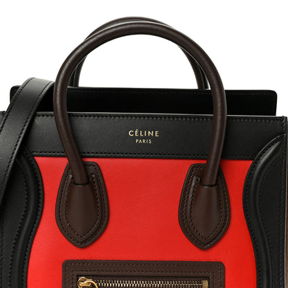 Celine Smooth Calfskin Bullhide Nano Tri-Color Luggage Bright Red 8 of 10