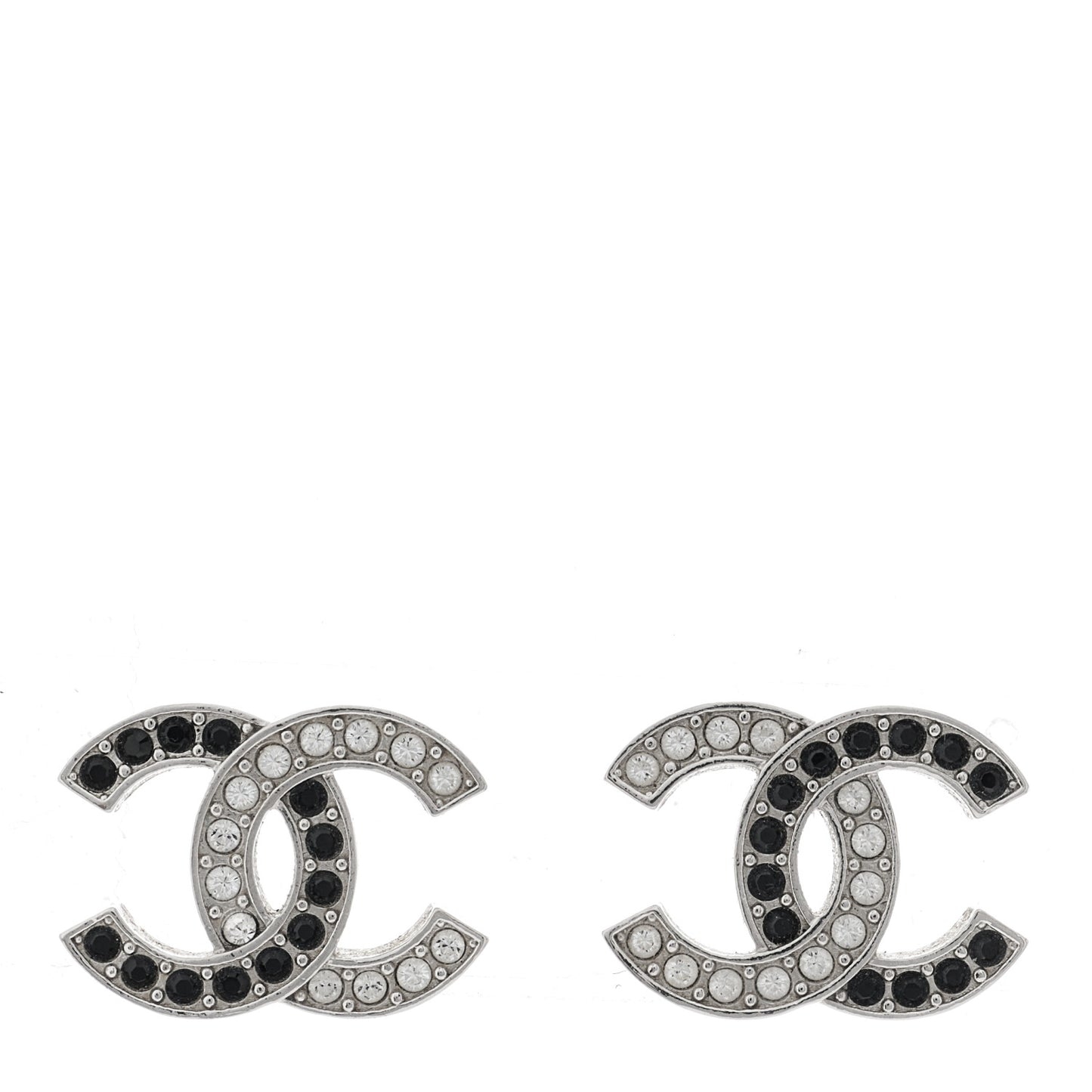 Crystal CC Earrings Silver Black