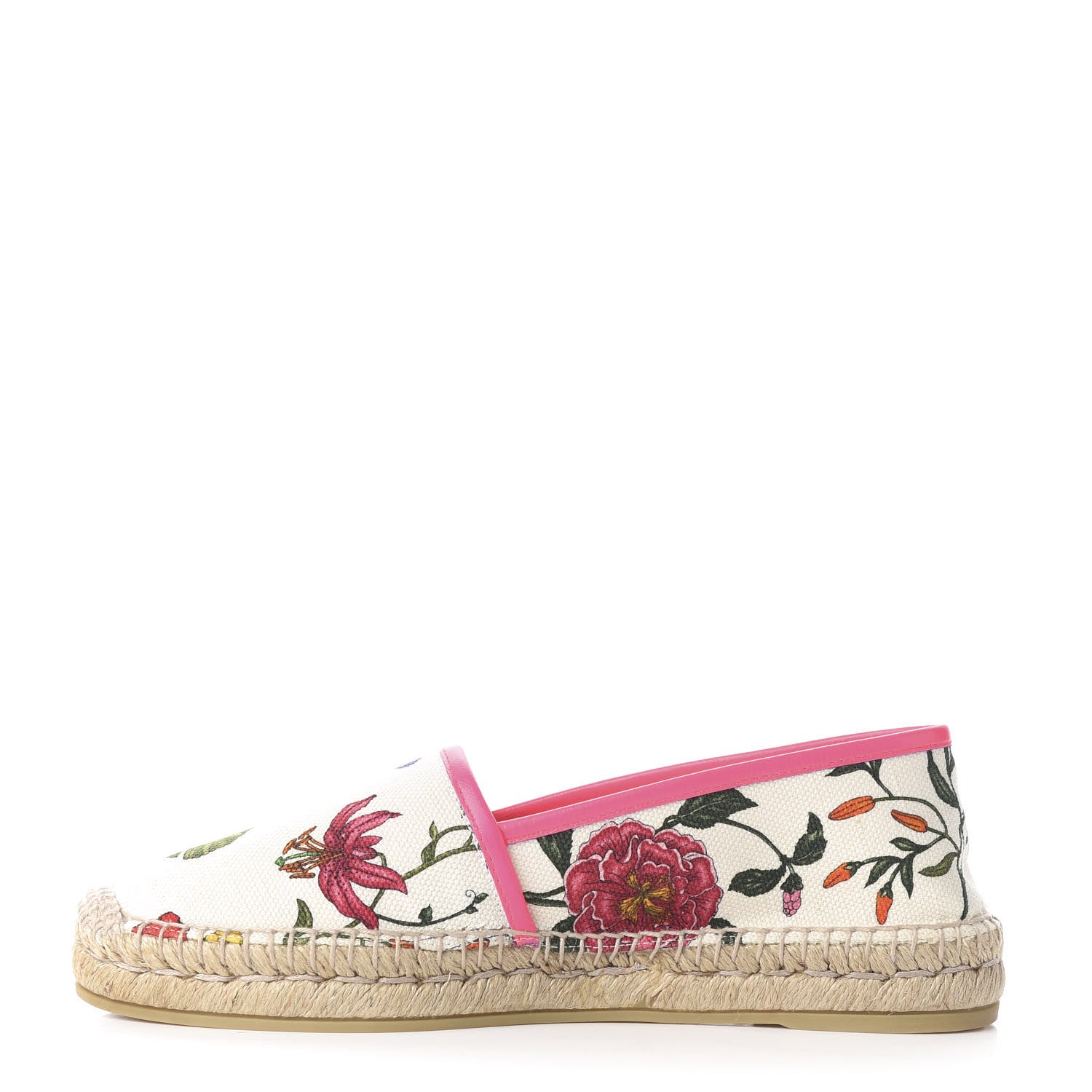 Gucci Canvas Flora Print Espadrilles 38.5 White Multicolor Fuxia 1 of 11