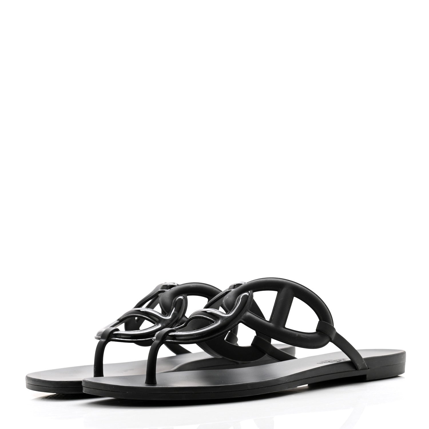 Hermes Rubber Womens Egerie Sandals 40 Black 3 of 11