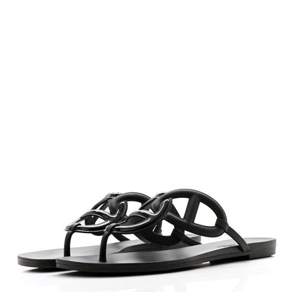 Hermes Rubber Womens Egerie Sandals 40 Black 3 of 11