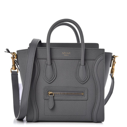Celine Drummed Calfskin Nano Luggage Kohl 1 of 8