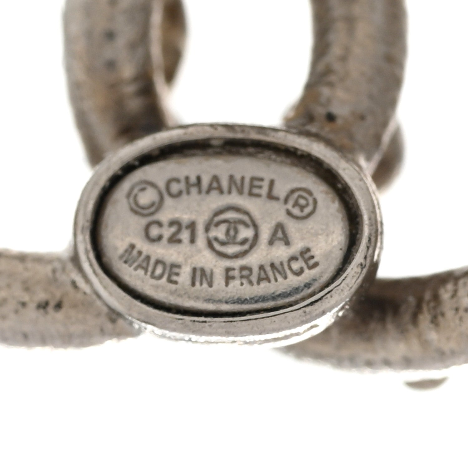 Chanel Metal Crystal CC Earrings Silver 5 of 6