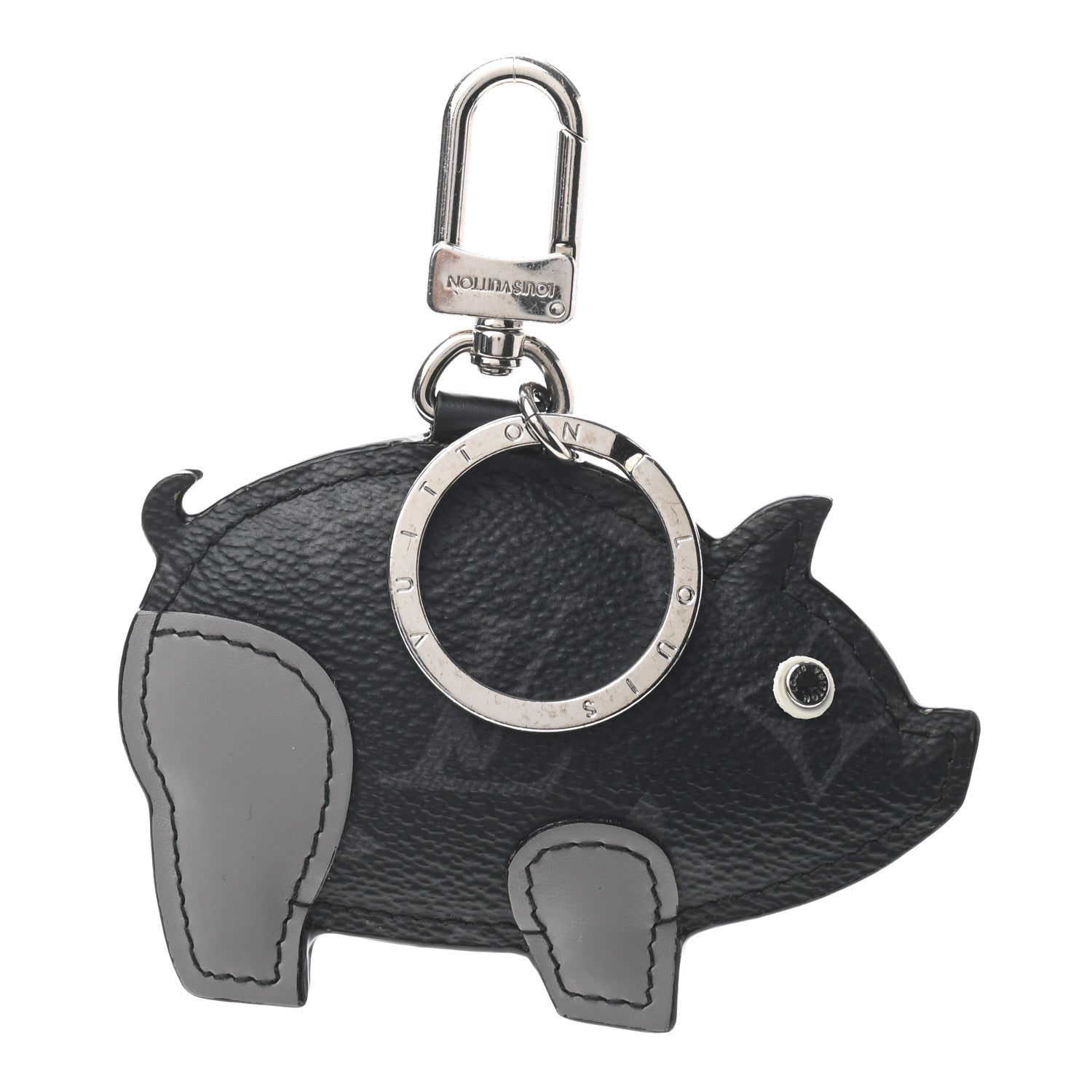 Louis Vuitton Calfskin Monogram Eclipse Pig Bag Charm Key Holder 1 of 3