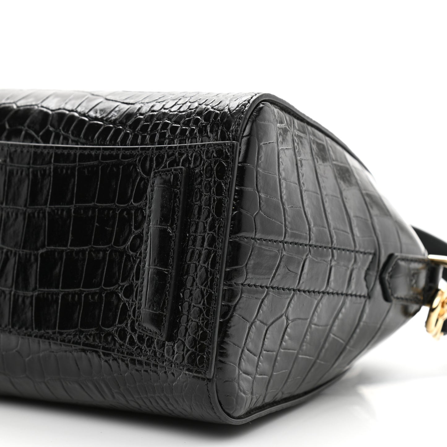 Calfskin Crocodile Embossed Mini Antigona Black