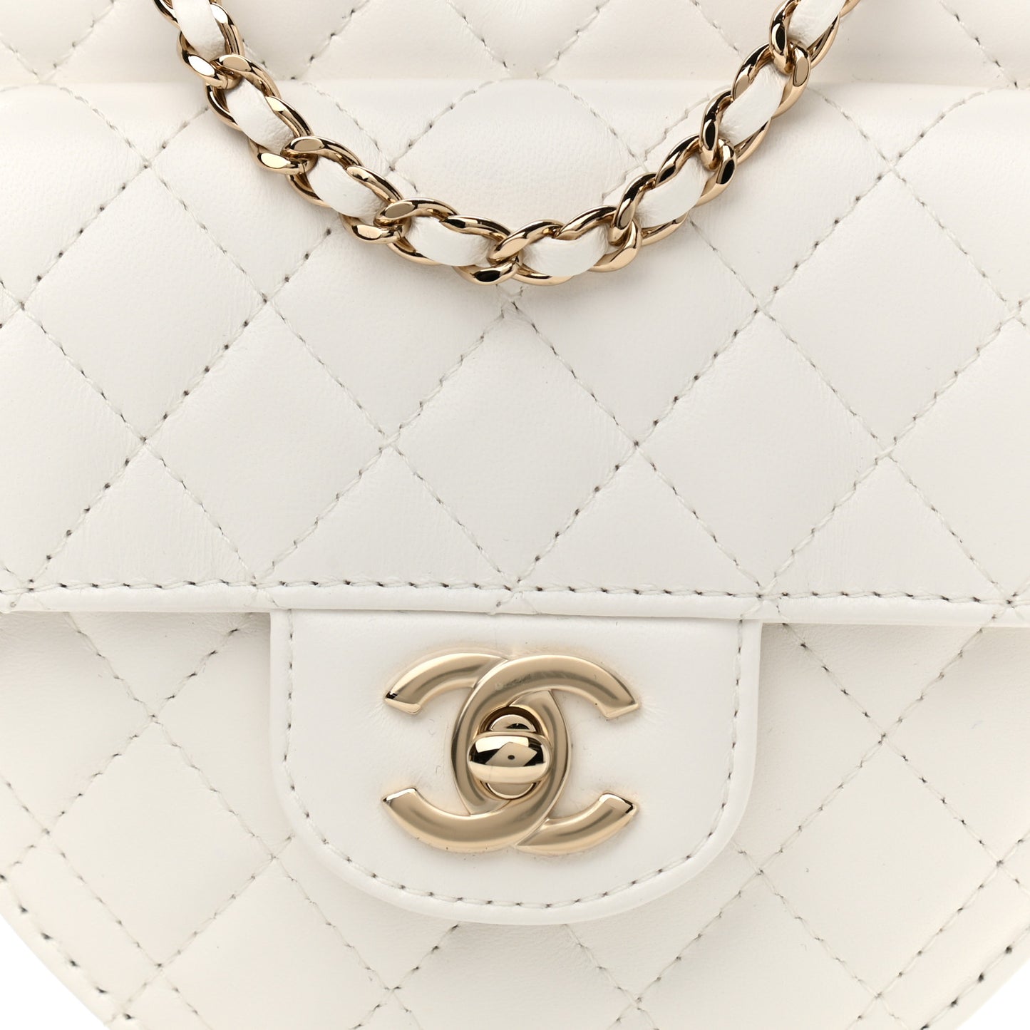 Lambskin Quilted CC In Love Heart Bag White