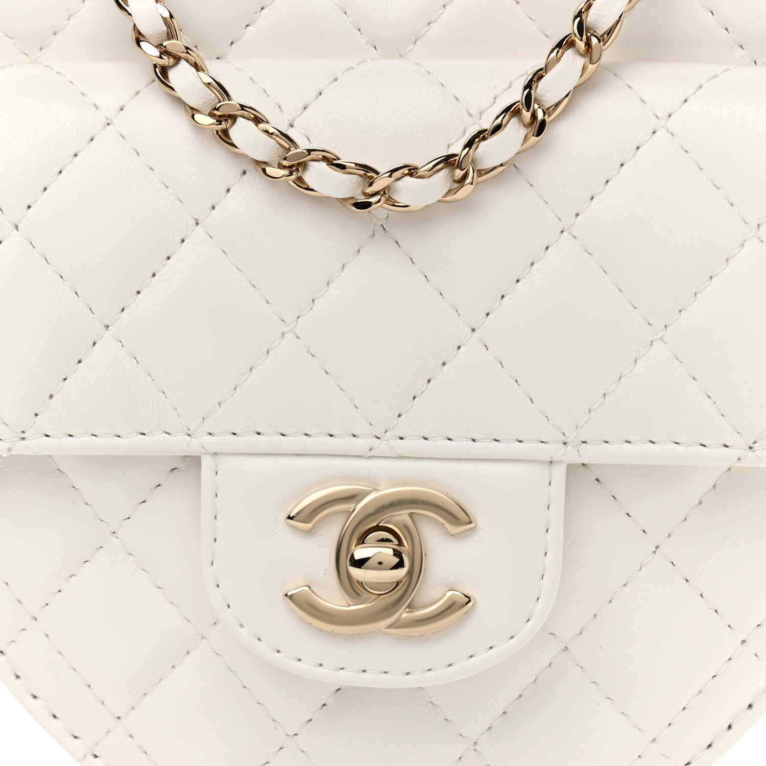 Chanel Lambskin Quilted CC In Love Heart Bag White 8 of 11