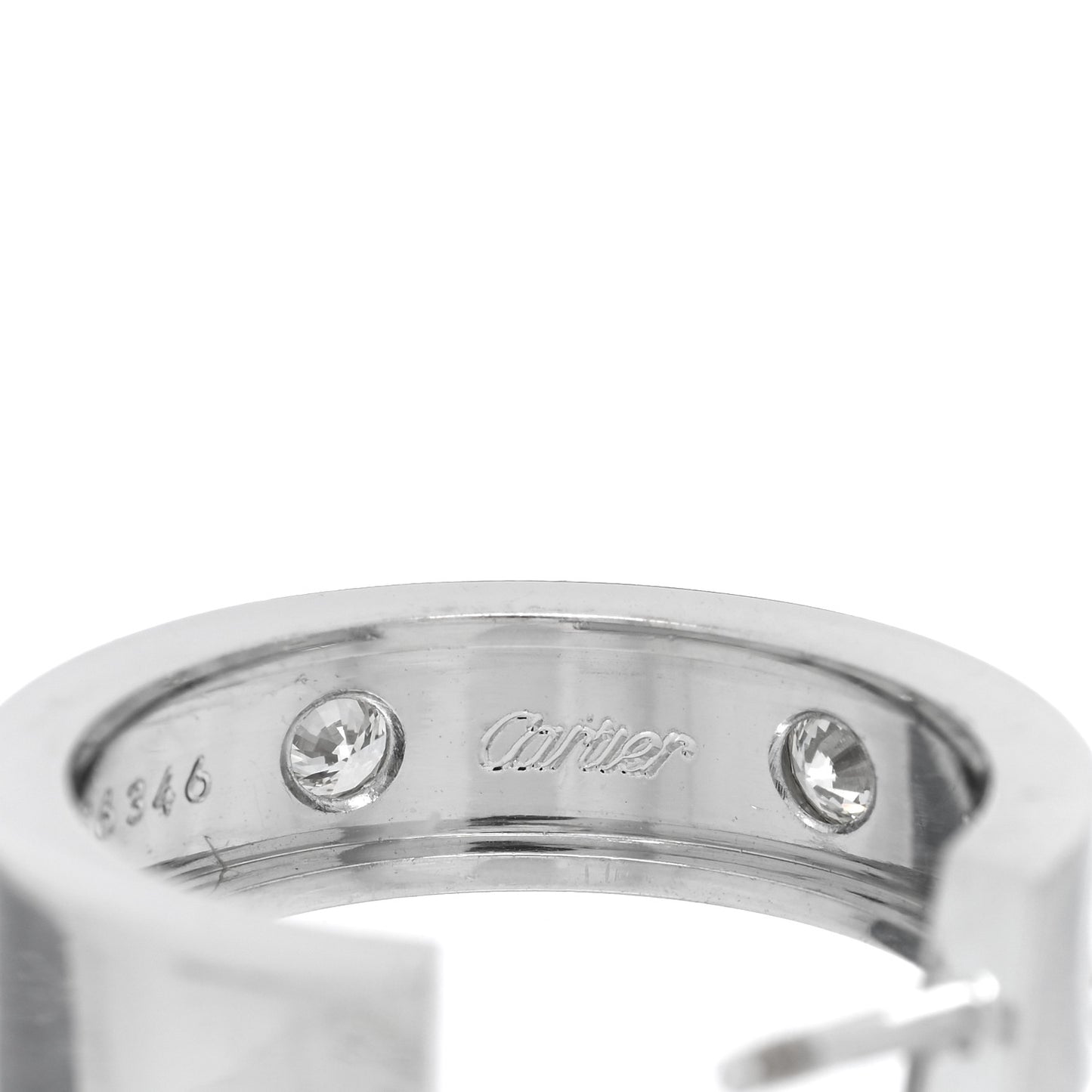 18K White Gold 6 Diamond 5.5mm LOVE Hoop Earrings