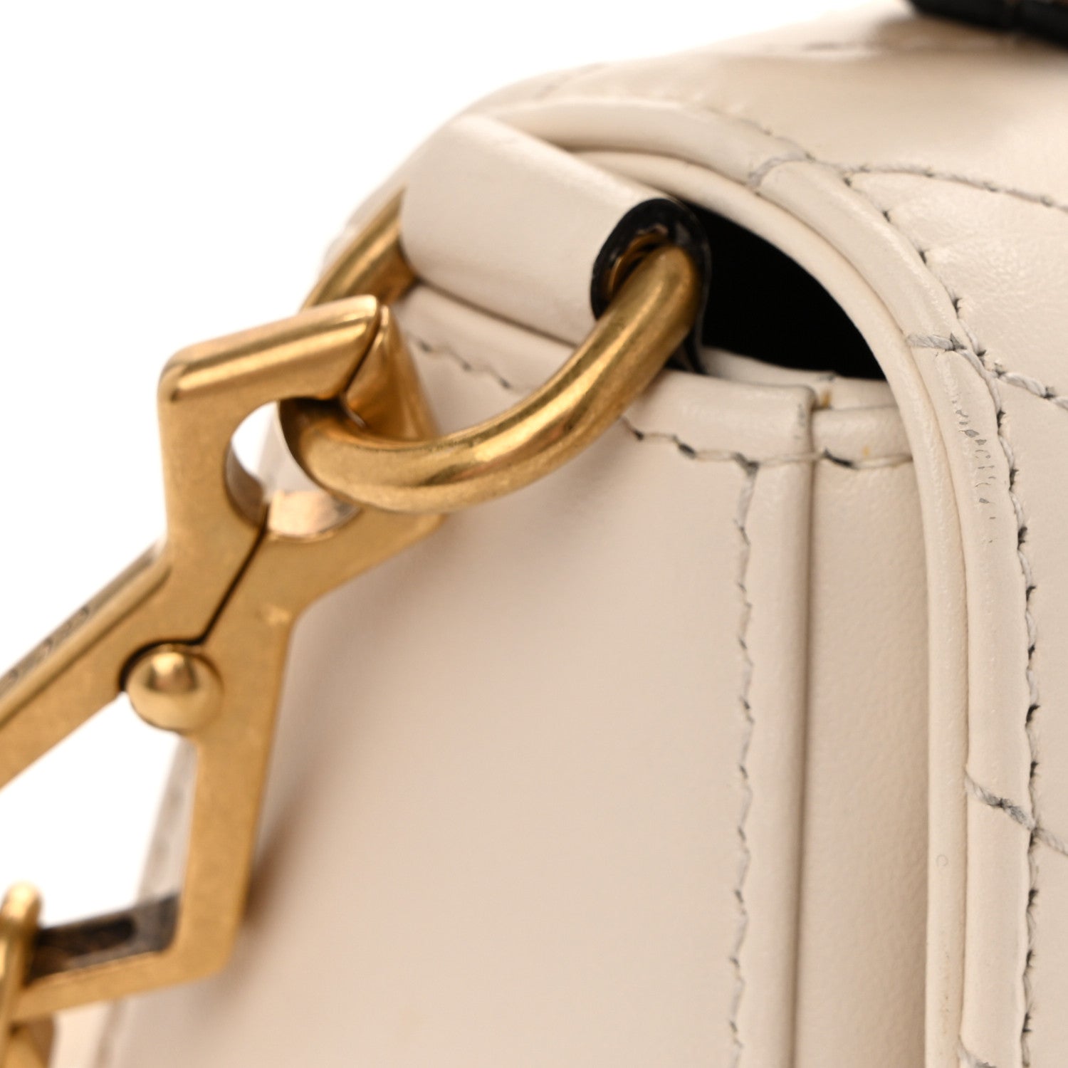 Gucci Calfskin Matelasse Mini GG Marmont Top Handle Shoulder Bag White 15 of 16