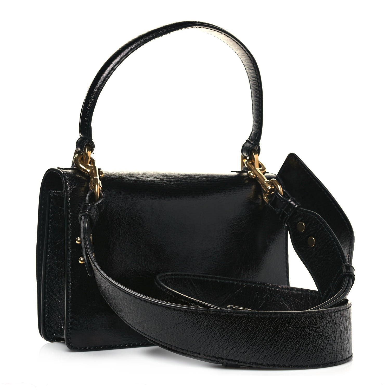 Christian Dior Crinkled Patent Lambskin Dio(r)evolution Top Handle Flap Bag Black 4 of 17