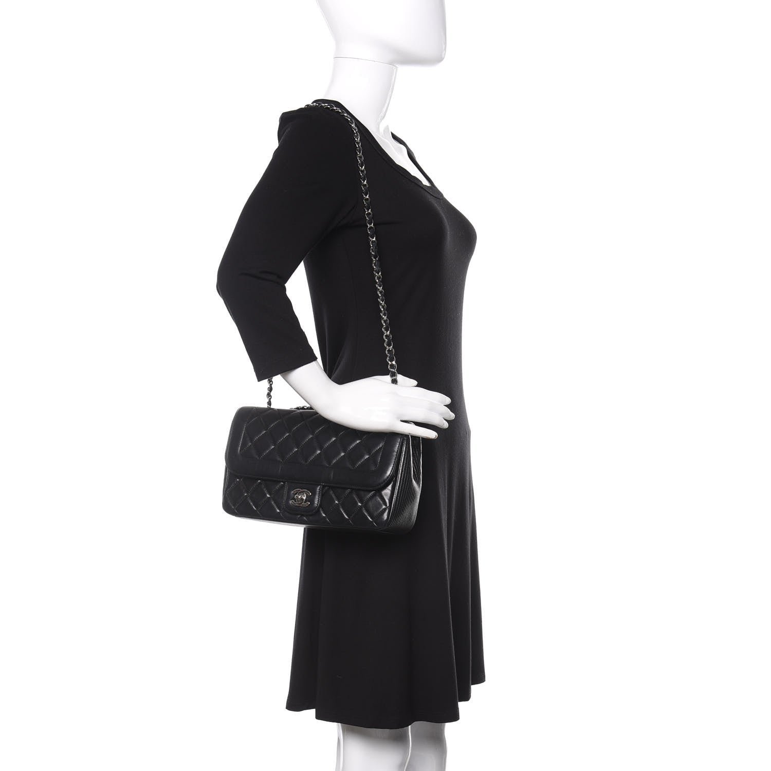 Chanel Lambskin Quilted Medium Single Flap Black 2 of 15