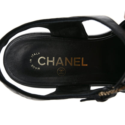 Chanel Lambskin Quilted CC Platform Sandals 39.5 Black 7 of 9