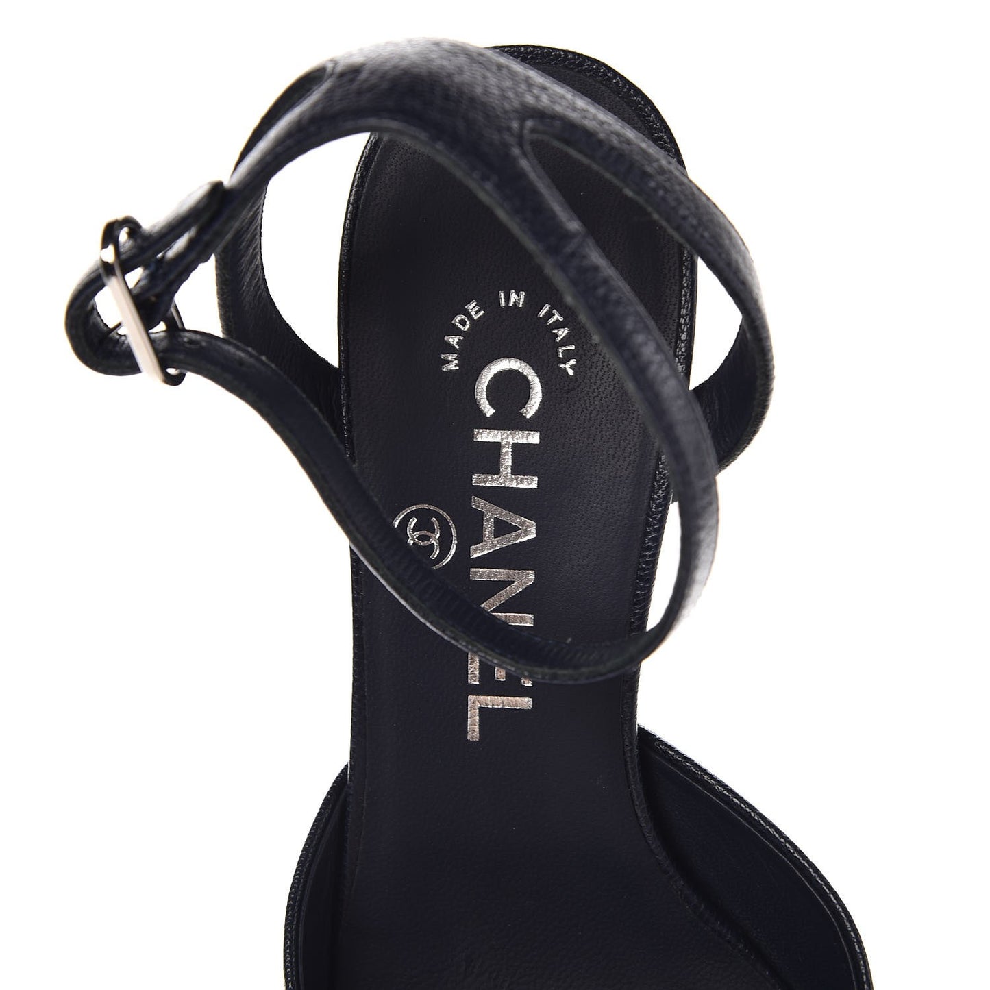 Goatskin Cap Toe CC Slingback Pumps 36 Navy Black