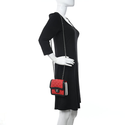 Chanel Lambskin Quilted Mini Graphic Flap Bag Red Black White 2 of 9