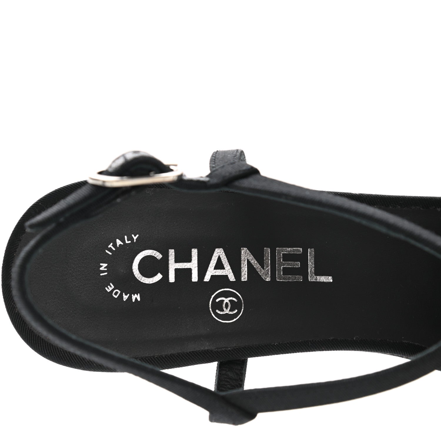 Chanel Grosgrain Pearl Sandals 38.5 Black 7 of 10
