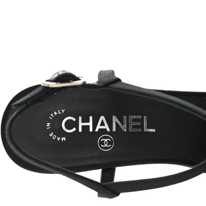 Chanel Grosgrain Pearl Sandals 38.5 Black 7 of 10