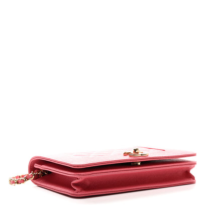 Chanel Caviar Quilted Vintage Mademoiselle Wallet On Chain WOC Dark Pink 4 of 11