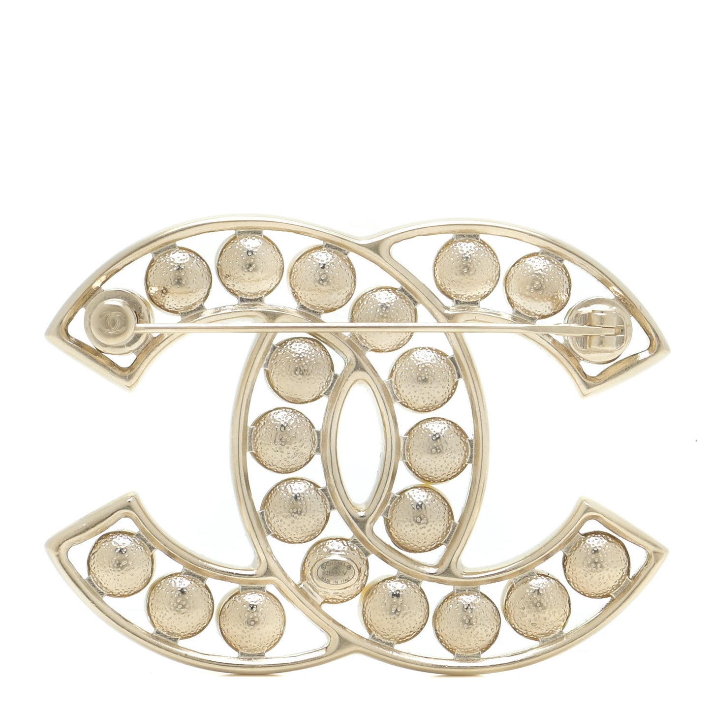 CC Pearl Brooch Pin Gold