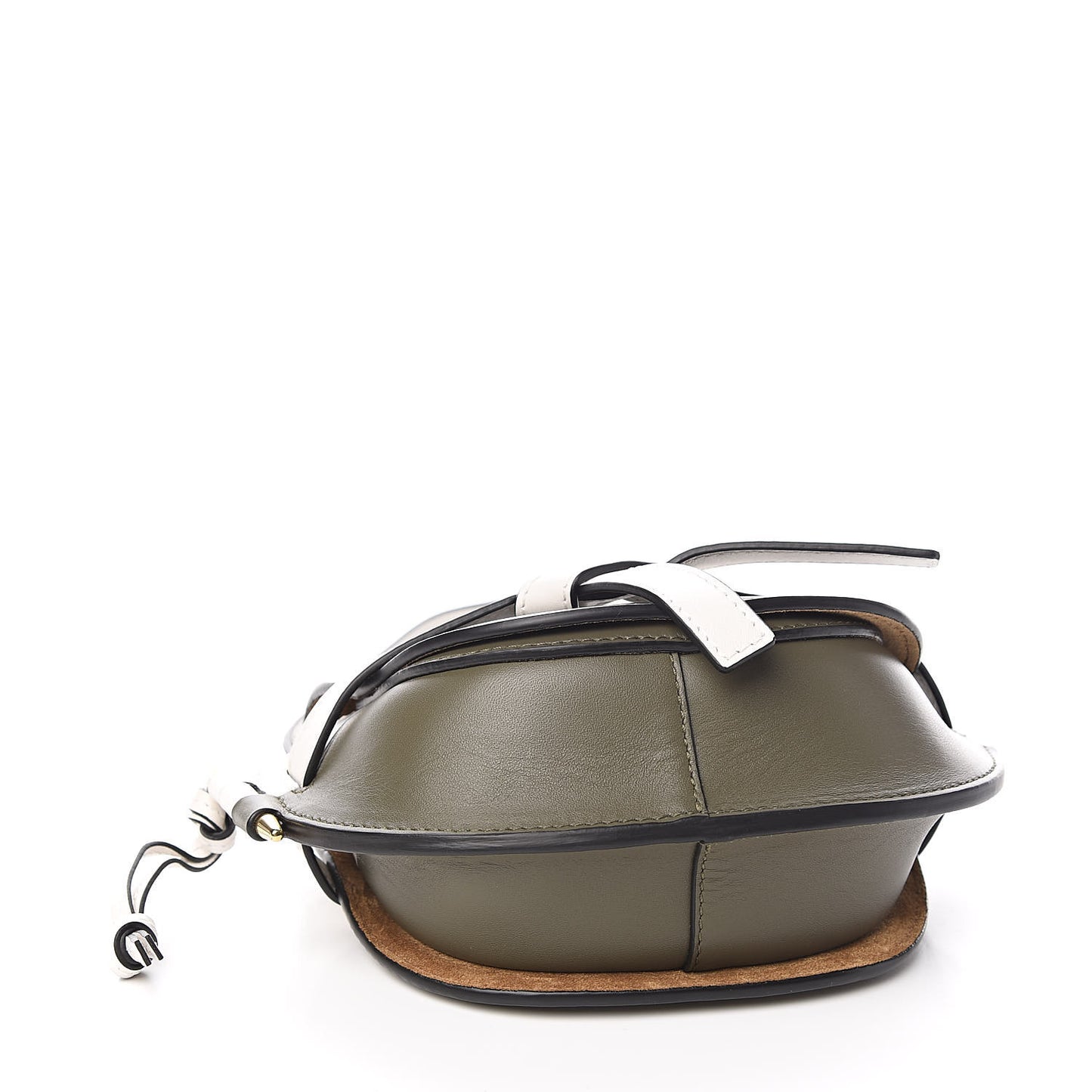 Calfskin Mini Gate Crossbody Bag Khaki Green Soft White