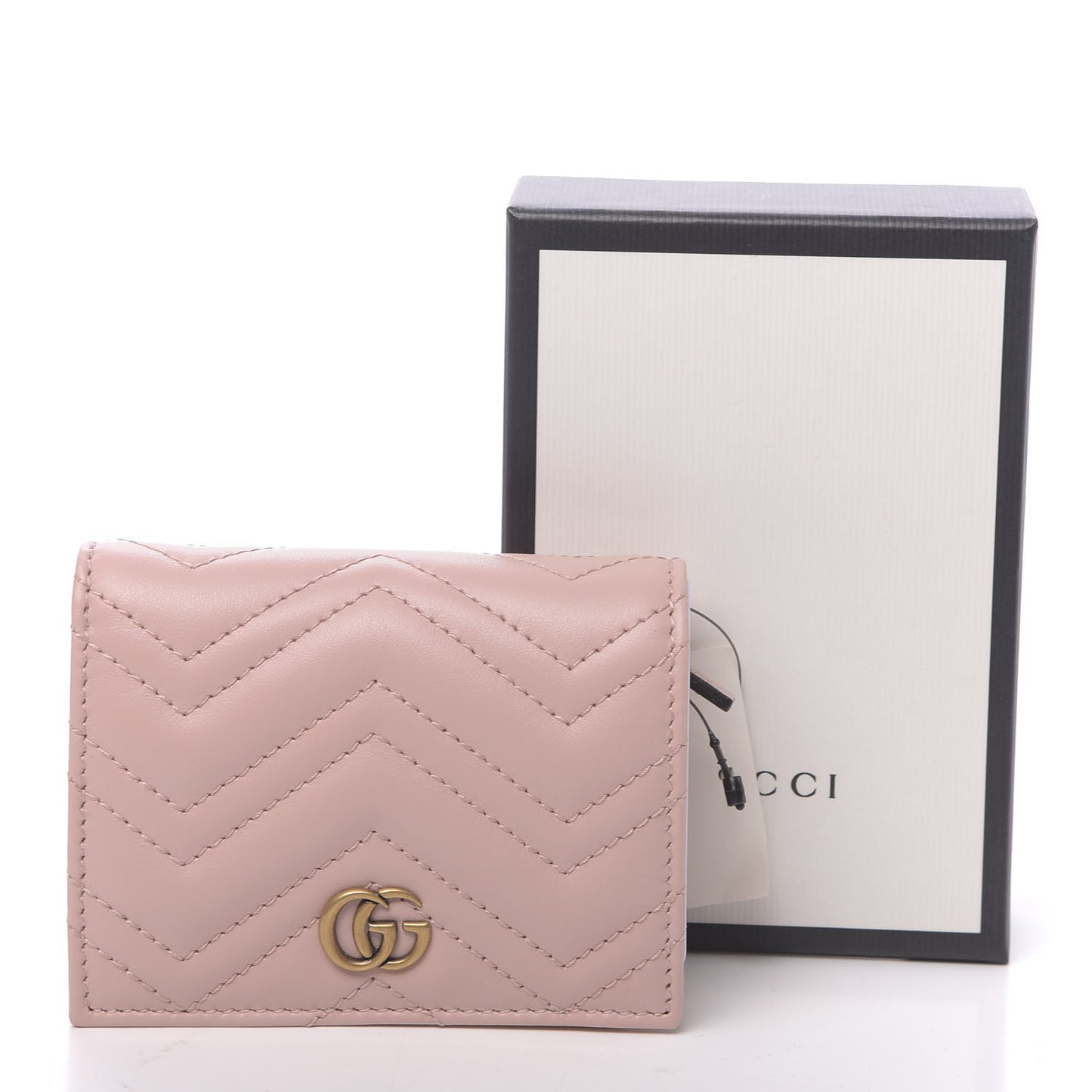 Calfskin Matelasse GG Marmont Card Case Wallet Perfect Pink