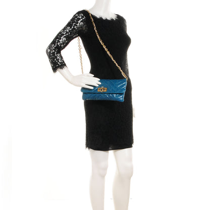 Lanvin Crinkled Calfskin Quilted Popla Clutch Blue 2 of 6