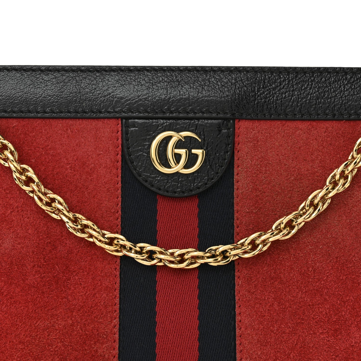 Gucci Suede Patent Web Small Ophidia Chain Shoulder Bag Hibiscus Red Black 8 of 11
