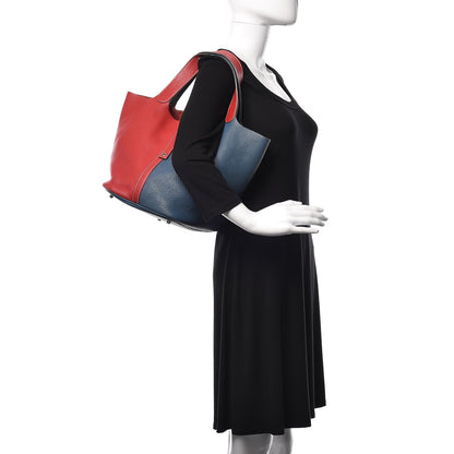 Hermes Taurillon Clemence Picotin Lock 26 GM Rouge Casaque Bleu Thalassa 2 of 16