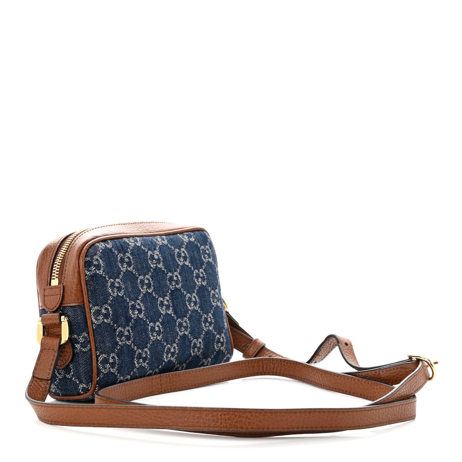 Gucci New Denim GG Monogram Dollar Calfskin Mini Ophidia Shoulder Bag Blue Tea Cuir Epilog 2 of 11
