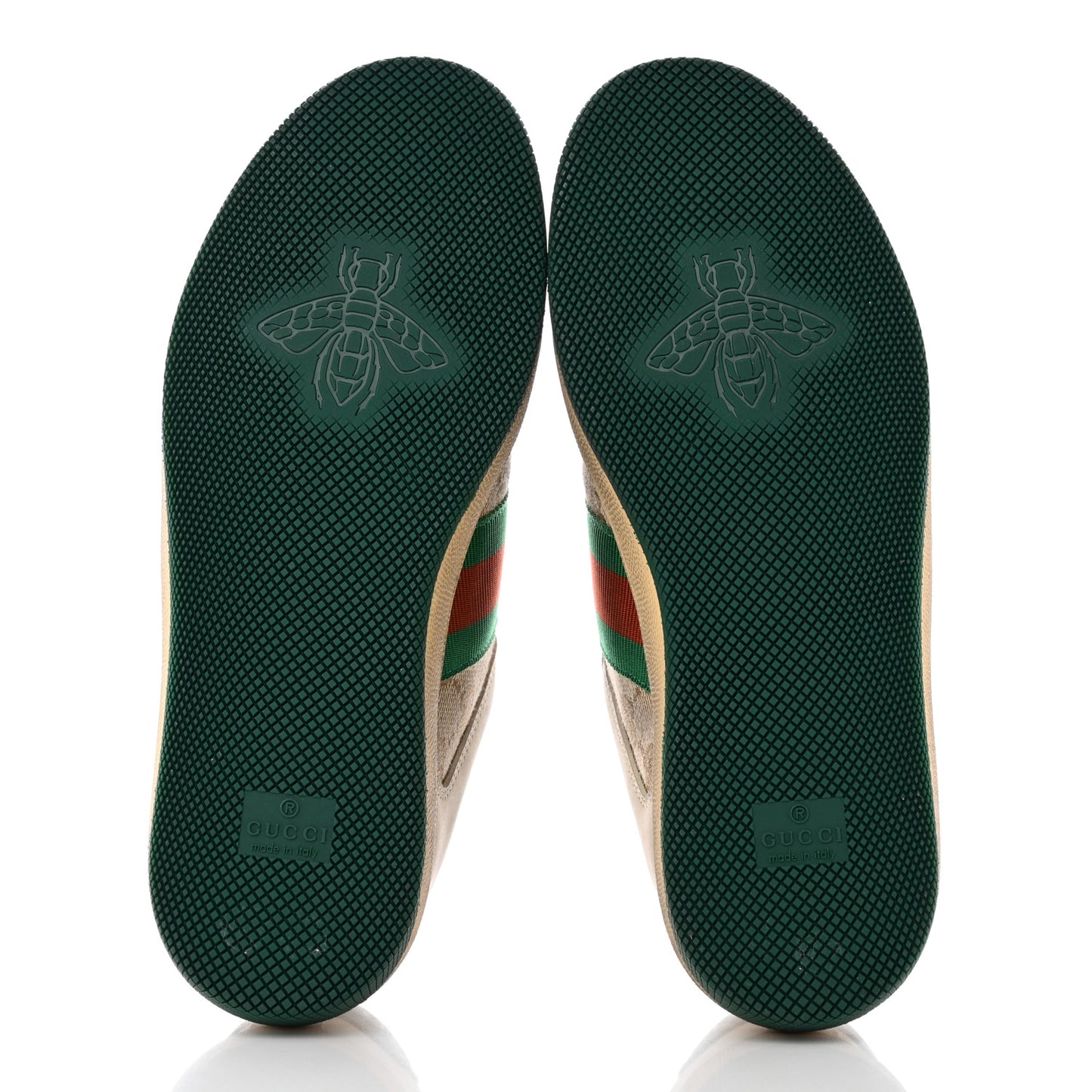 GG Monogram Nubuck Web Womens Screener Sneakers 37 New Sand Milk Vintage Green