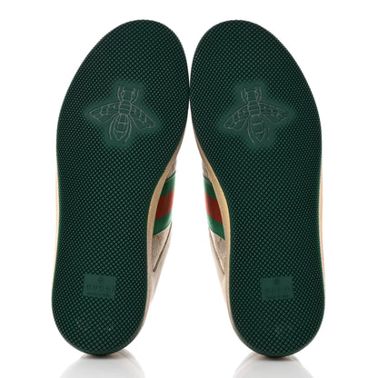 Gucci GG Monogram Nubuck Web Womens Screener Sneakers 37 New Sand Milk Vintage Green 6 of 21