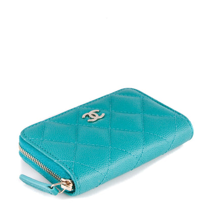 Chanel Caviar Quilted Zip Coin Purse Turquoise 4 of 7