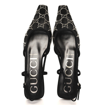 Gucci Tela Retino Kid Scamosciato Crystal GG Monogram Square Demi Ballet Flats 38.5 Black 2 of 9