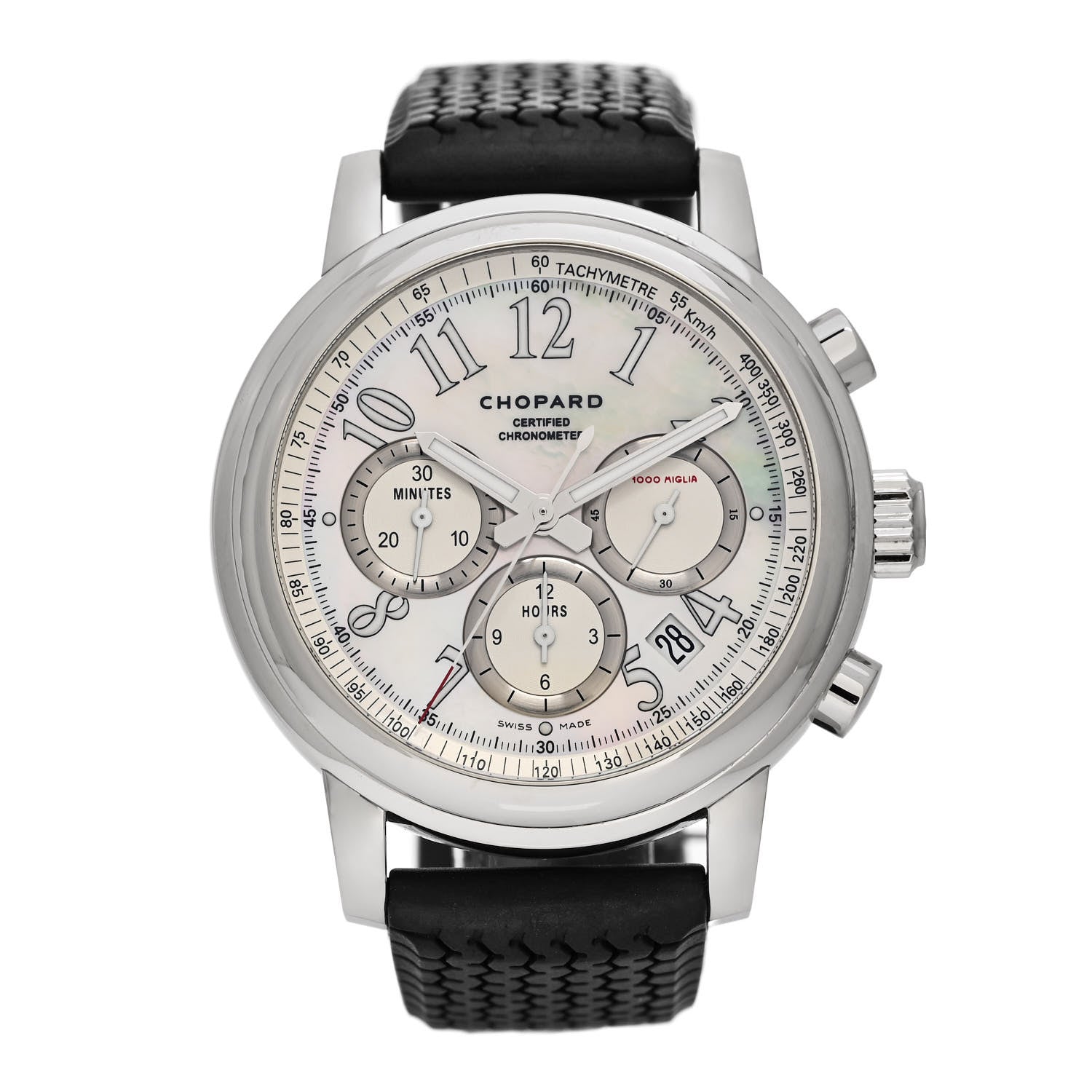 Chopard Stainless Steel Rubber Mother of Pearl 42mm 1000 Mille Miglia Chronograph Automatic Watch 1 of 5