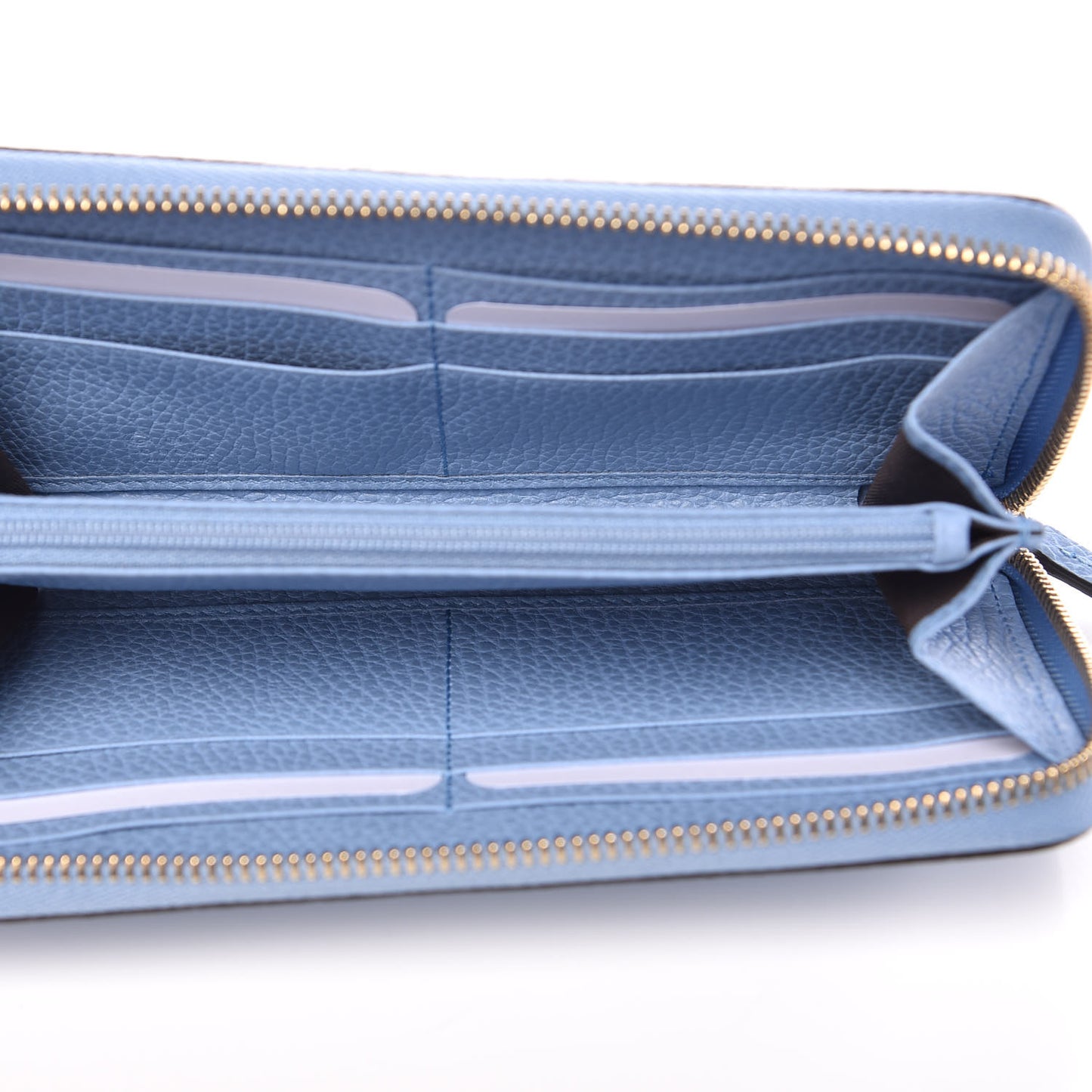 Dollar Calfskin GG Zip Around Wallet Mineral Blue