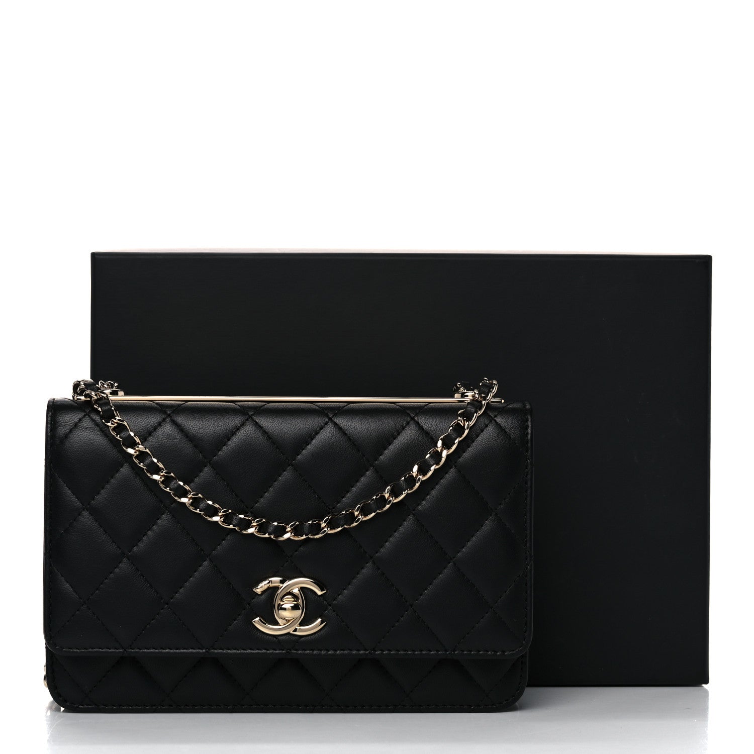 Chanel Lambskin Quilted Trendy CC Wallet On Chain WOC Black 15 of 15
