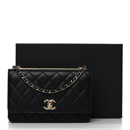 Chanel Lambskin Quilted Trendy CC Wallet On Chain WOC Black 15 of 15