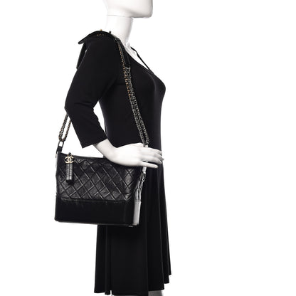 Chanel Aged Calfskin Quilted Medium Gabrielle Hobo Black 2 of 11