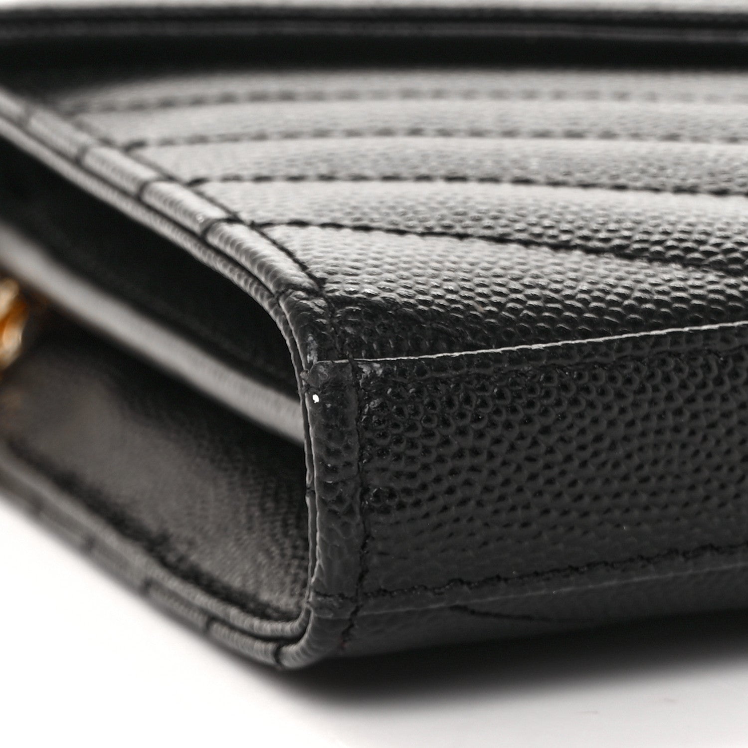 Saint Laurent Grain De Poudre Matelasse Chevron Monogram Chain Wallet Black 7 of 8