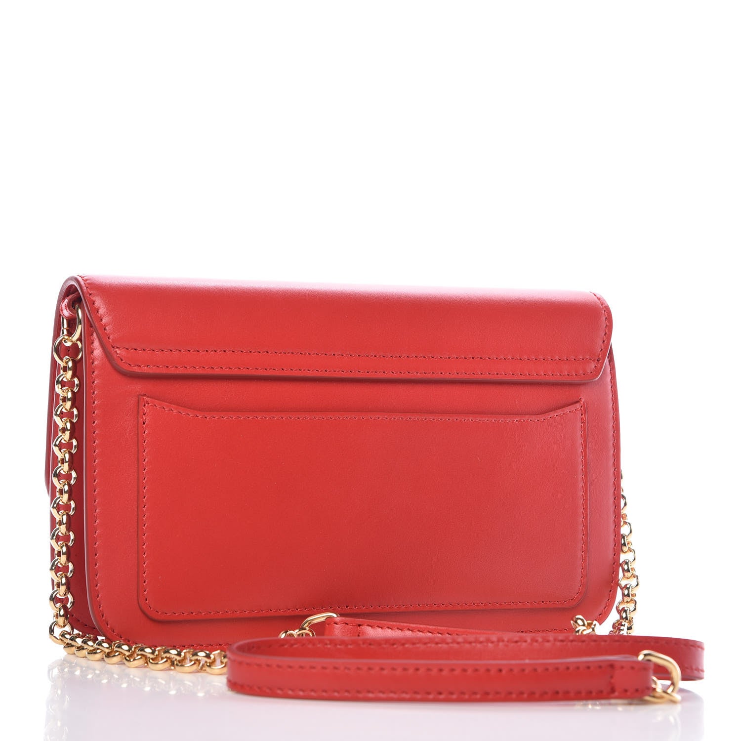 Chloe Calfskin Suede C Clutch With Chain Plaid Red 3 of 8