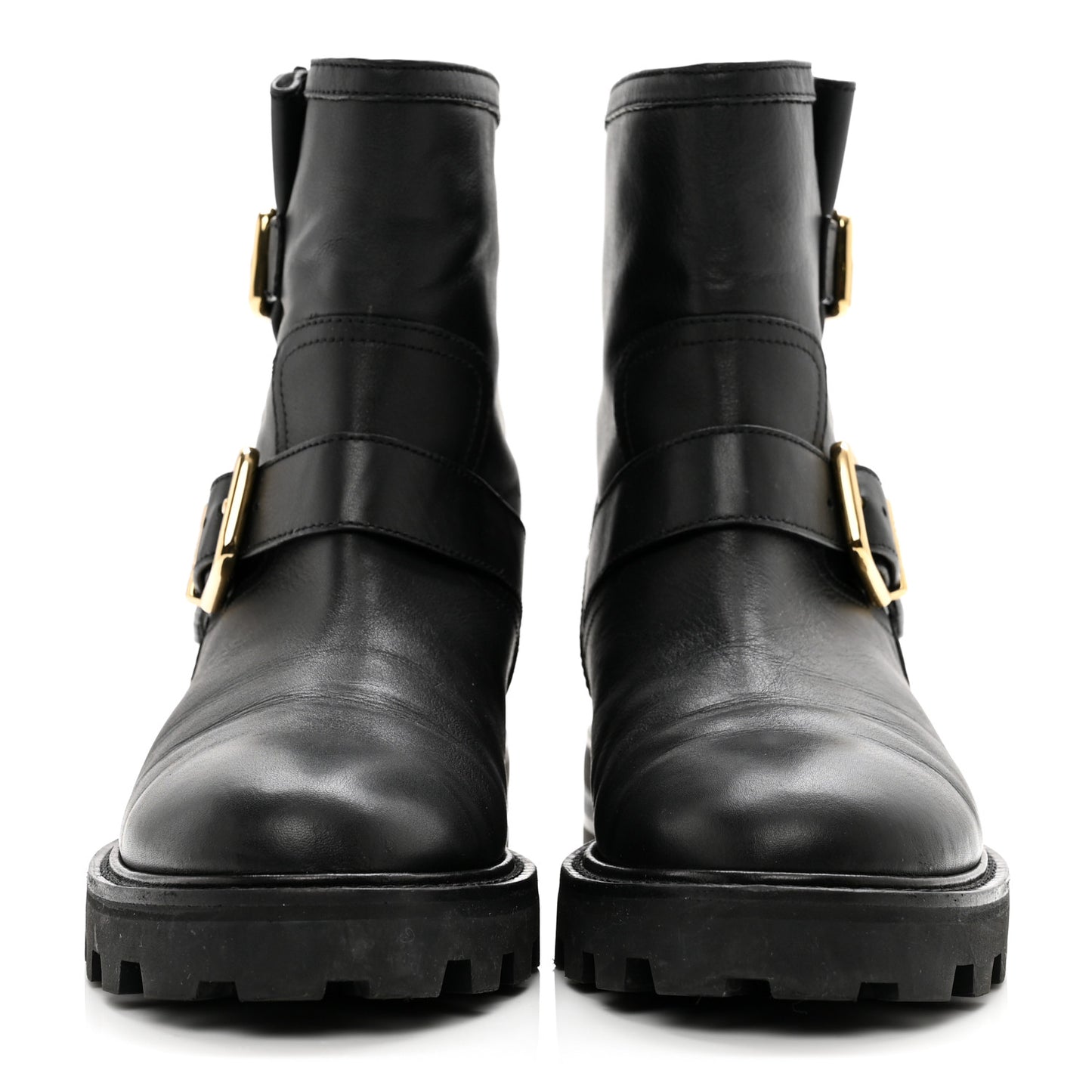 Smooth Calfskin Youth Biker Boots 38 Black