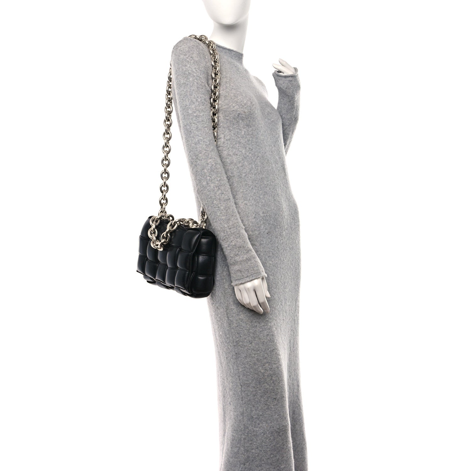 Bottega Veneta Lambskin Maxi Intreccio Padded Chain Cassette Crossbody Bag Black 2 of 14