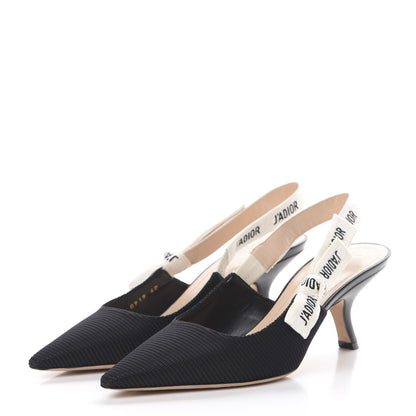 Christian Dior Technical Canvas Ribbon J Adior Slingback 65mm Pumps 40 Black 3 of 11