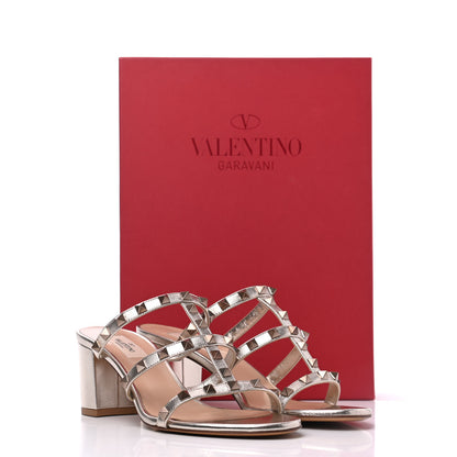 Valentino Garavani Metallic Nappa Rockstud 60mm Caged Slide Sandals 39 Skin 11 of 11