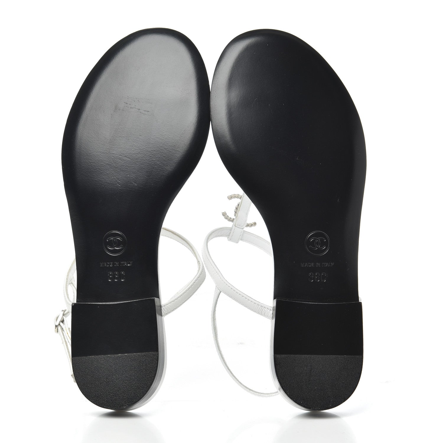 Chanel Lambskin CC Thong Sandals 36 White 5 of 8