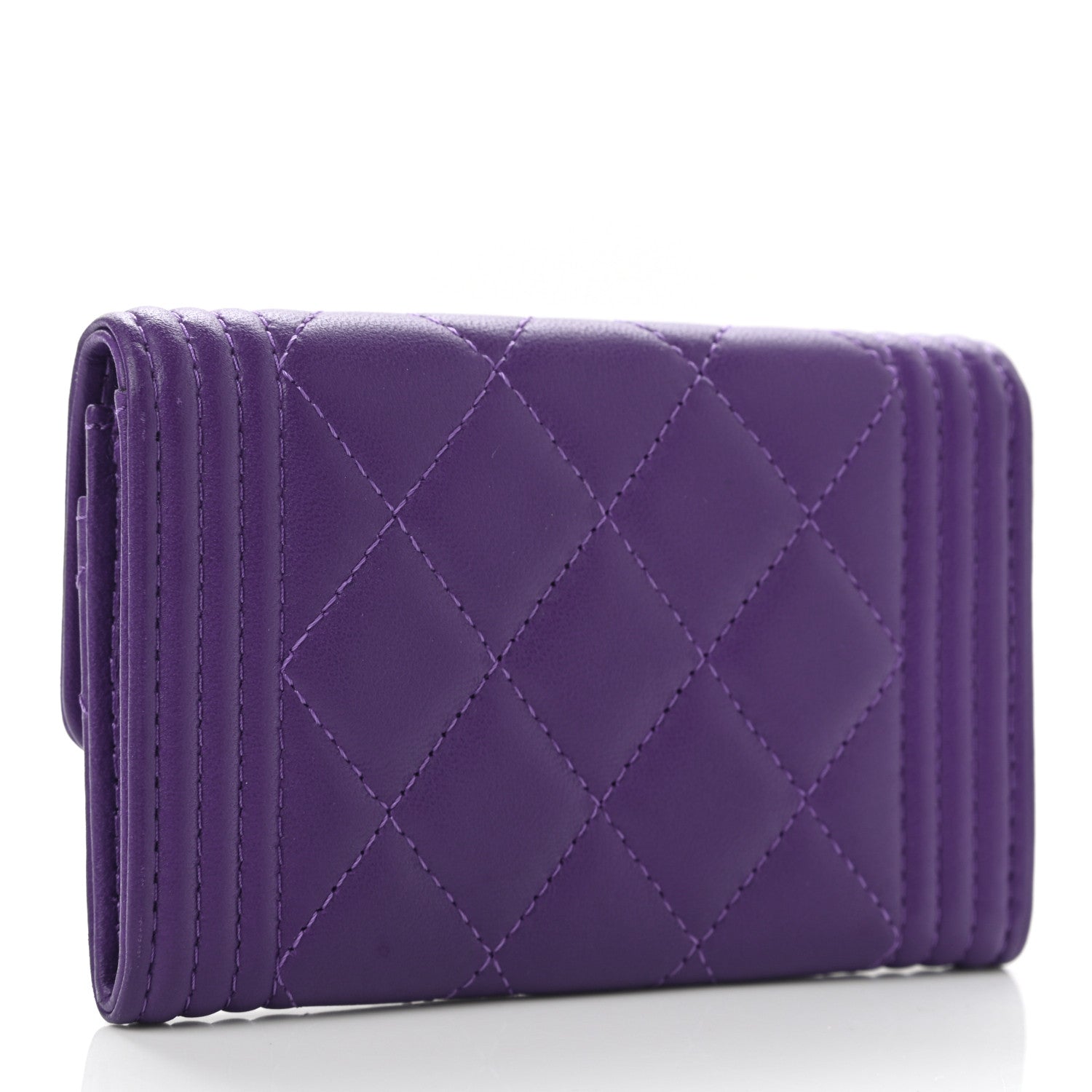 Chanel Lambskin Quilted Boy Flap Card Holder Purple 3 of 10