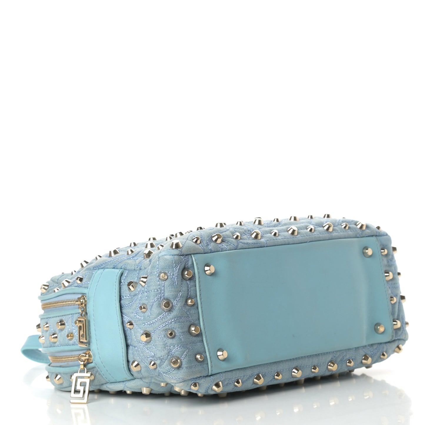 Denim Barocco Quilted Studded Vanitas Demetra Blue