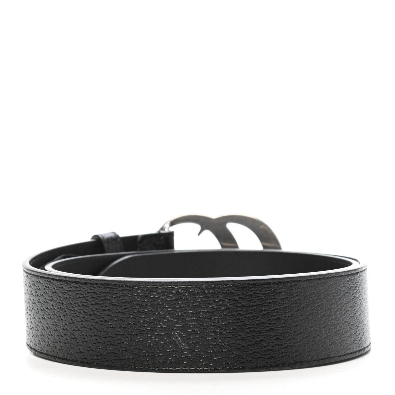 Gucci Textured Dollar Calfskin Nickel Double G 40mm Belt 85 34 Black 2 of 6