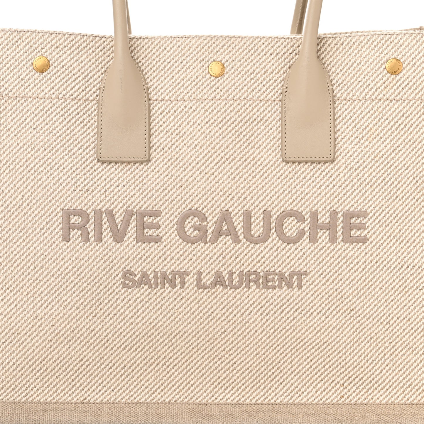 Linen Calfskin Small Rive Gauche Tote Beige Sea Salt